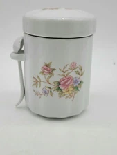 Vintage 1988 Ceramic FTD Floral Tea Canister Pink Roses 