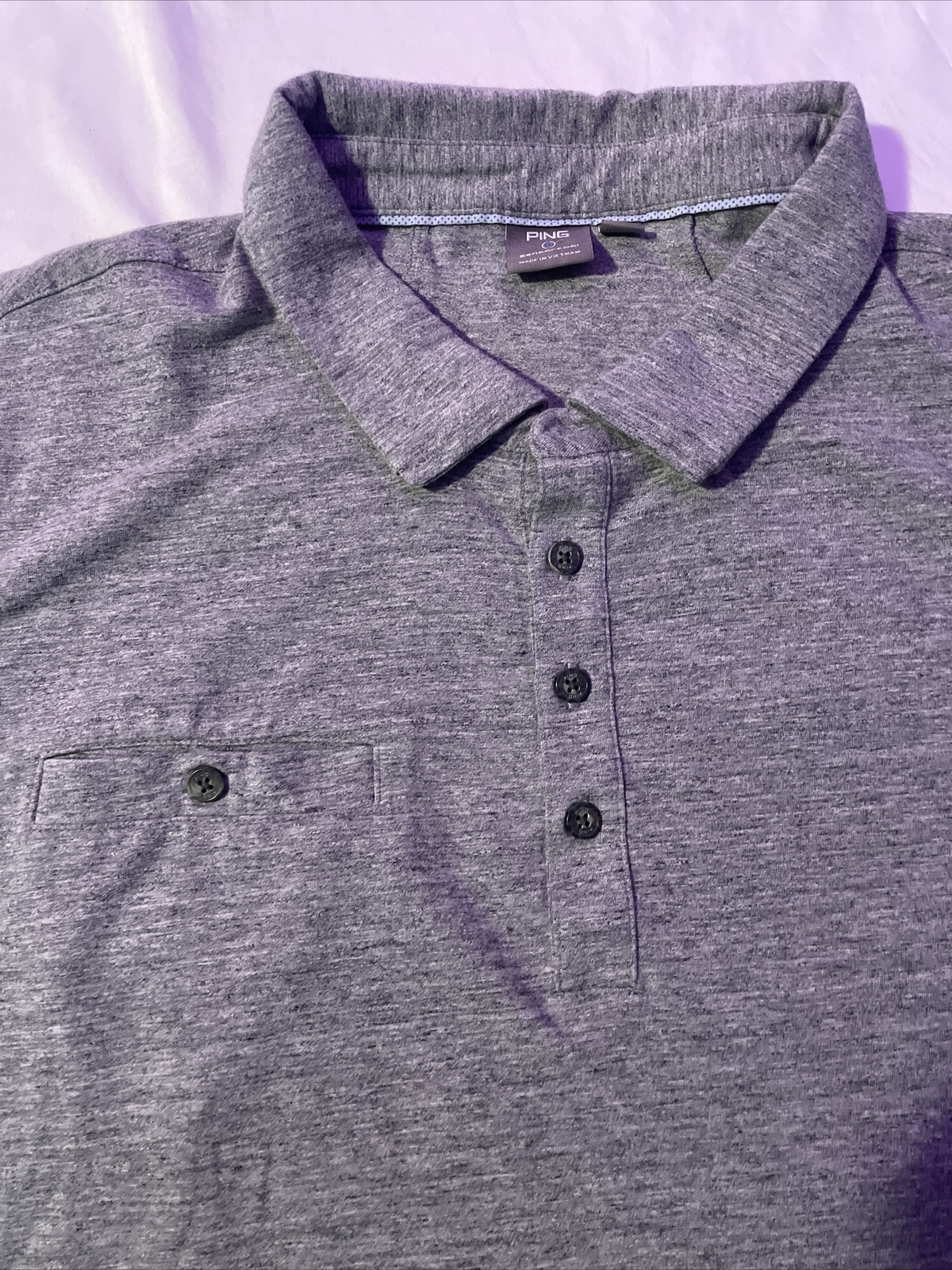 Mens Ping Sensercool Grey Partial Button Short Sl… - image 3