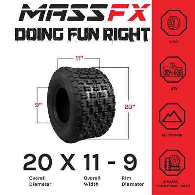MASSFX 20x11-9 Rear Tire - Durable 4 Ply 1/2" Tread Depth For ATV - Foto 9