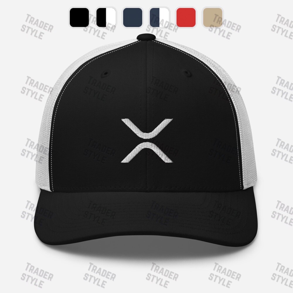 XRP Big Logo Trucker Cap ripple crypto trading trader gift embroidery hat