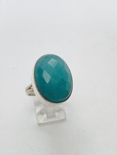 SIZE 6 8.6g 925 STERLING SILVER AQUA CHALCEDONY GEMSTONE RING BEAUTIFUL
