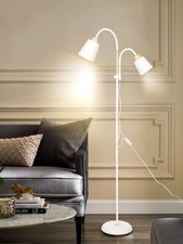 Stehlampe mit leselampe Wohnzimmer E27 360° Schwenkbare Doppelkopf-Stehleuchte