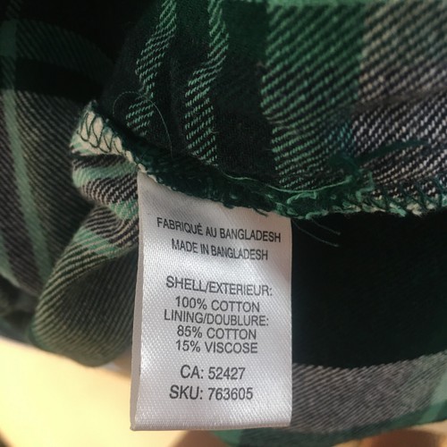 My Style Sz L Green Black Flannel Plaid Tartan Shirt Hoodie Cotton Girls Youth - Picture 9 of 20
