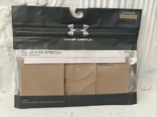 Size XL Under Armour Women's UA Pure Stretch Thong Underwear 3 Pk Tan