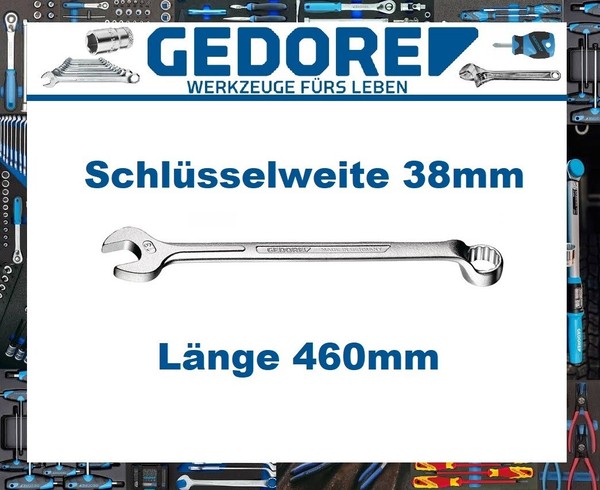 RingmaulschlüSsel 1 B Sw 38 Mm LäNge 460 Mm Form B Cv-Stahl Gedore # 6003500-image