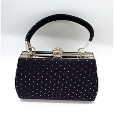 Elegant Black Satin Evening Bag with Silver Fleck and Silver Accents Wedding