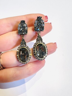 Heidi Daus Long Gray Crystal Drop Earrings | eBay