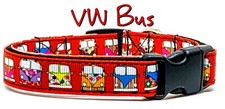Bus dog collar handmade adjustable buckle collar 5/8" wide or leash Red