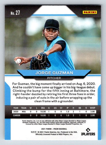 2021 Panini Prizm #27 Jorge Guzman RC (ref 199213) - Picture 2 of 2