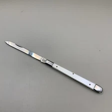 Vintage Sabre No. 608 Melon Tester White Scales Bent Blade