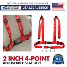 1Set Red 2" 4-Point Adjustable Racing Seat Belts Harness Safety Shoulder Straps