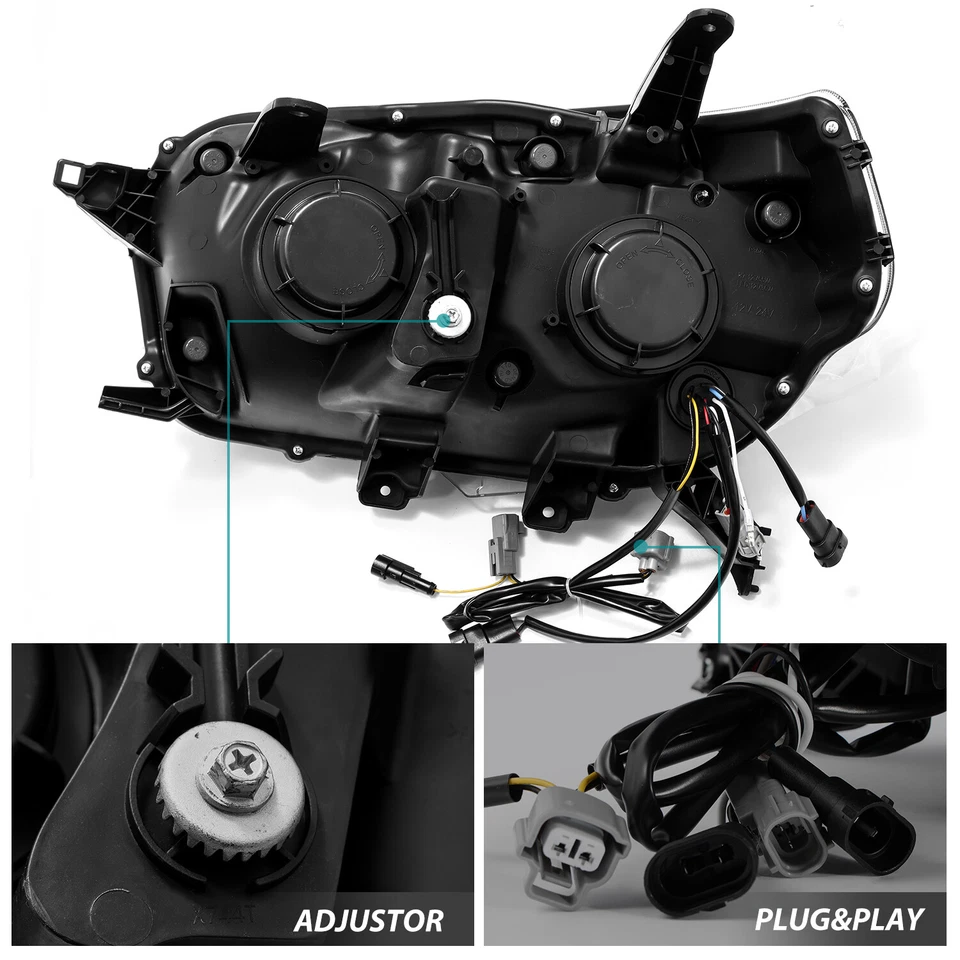 Par de faros proyectores transparentes alfa negros para Toyota 4Runner serie LUXX 10-13 Foto 3 de 4