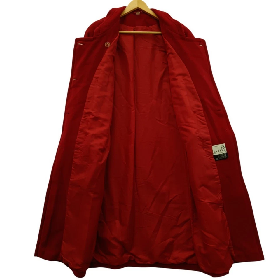 Vintage First Avenue Ladies Wool& Cashmere Blend Red Coat Black Fur Trims UK 8 - Image 4 of 4