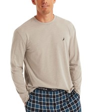Nautica Pajama Long-Sleeve T-Shirt Men's L Grey Heather Crewneck Pullover Style