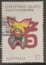 Australia 2017 Christmas Island Year of the pig $1 stamp fine used