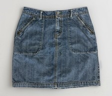 EDDIE BAUER Denim Jean Skirt 6 Blue Straight Casual Zip Pockets Boho