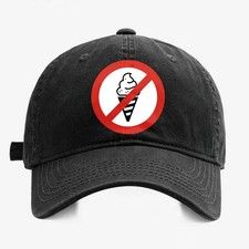 Funny No Ice Cream Prohibition Sign Dad Hat, Retro Washed Cotton Baseball Cap
