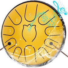 Steel Tongue Drum 6 Inche 11 Note Drums Rain 6-inches, Yellow-11 Notes
