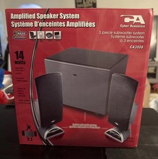 Open Box Cyber Acoustics Amplified Speaker System 3 Piece Subwoofer 2.1 CA-3080