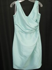 Alfred Sung Green Sleeveless Surplice  Gathered Knee Dress 12 Seafoam Cocktail