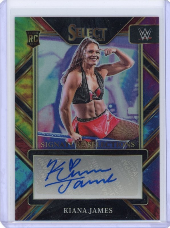 2023 Panini Select WWE Kiana James Signature Selections Tie-Dye Auto /25 RC SP
