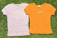 Lot Of 2 Vintage Y2K Fox Racing T-Shirt Women’s M Babydoll Tee USA