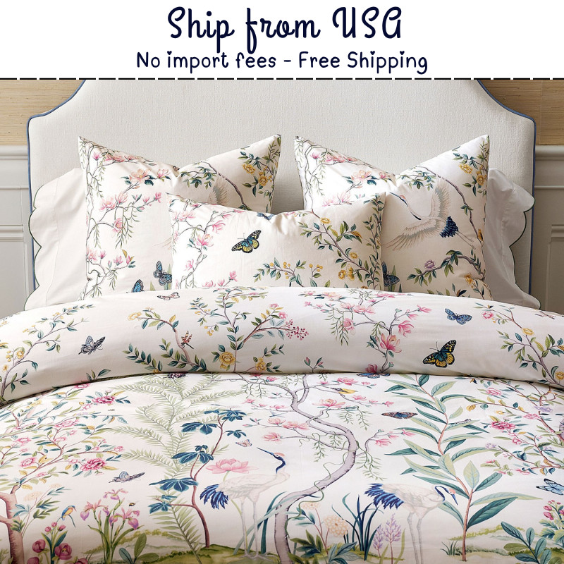 Pottery Barn Veranda Percale Multi Duvet Cover King + 2 King Shams