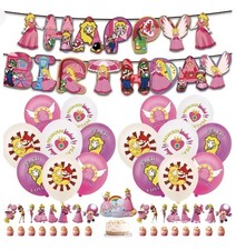 Super Mario Princesa Melocotón Cumpleaños Fiesta Suministros Globo Banner Pastel Toppers