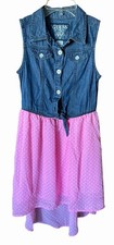 GUESS Little Girls' Denim-To-Chiffon Dress Size 12