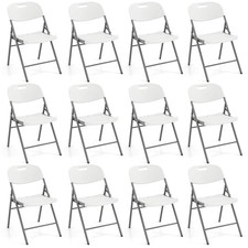 Folding Chairs Set of 12 HDPE Plastic Chairs with Metal Frame for Home Office