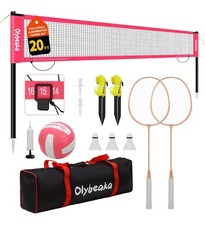 20ft Outdoor Volleyball Badminton Combo Net Set for Backyard Beach with Adj...