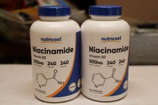 Lot of 2 Nutricost Niacinamide Vitamin B3 500mg 240 Caps 9/27 NEW