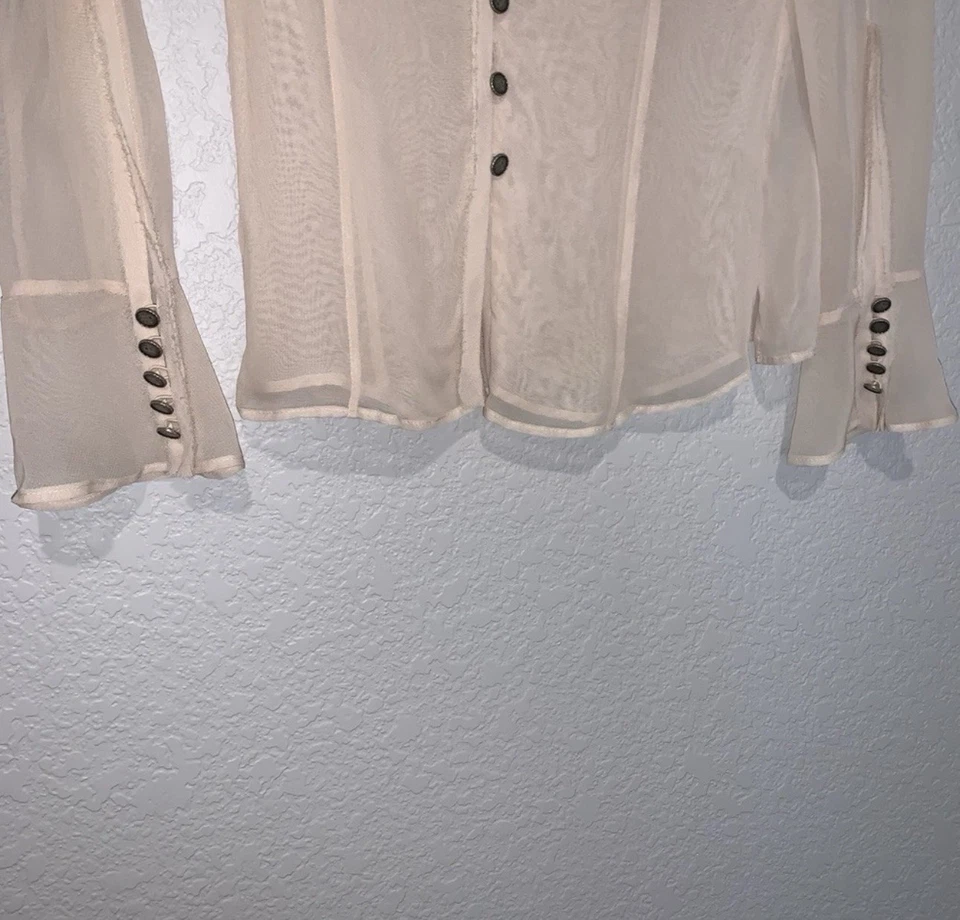 Nueva Camisa Victoriana Zara $89 Studio Collection Semi Transparente Rosa 6929/400 Pequeña Foto 4 de 4