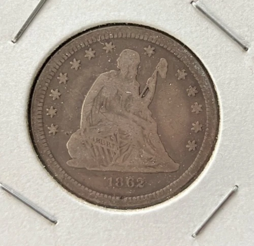 1862 Seated Liberty Quarter Civil War Date Nice Very Good