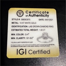 Riddles Jewelry 14k White Gold Lab-Grown Emerald Diamond Ring 1.00ctw G-H SI1-S…