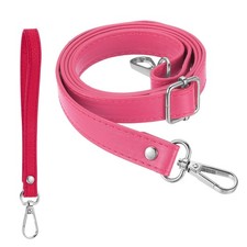 28-52 Inch Adjustable Leather Purse Strap with Wristlet, Rose Red/Silver