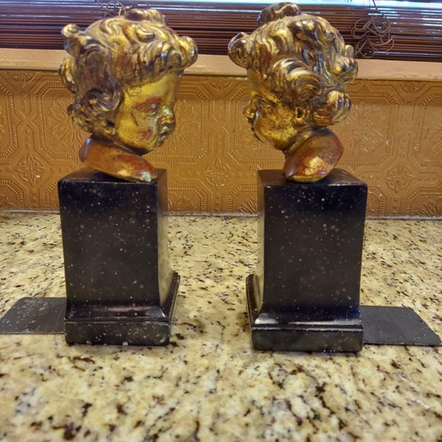 Vintage Borghese Buchstützen Cherub Gold Italien Italien Vergoldet Putti - Bild 3 von 11