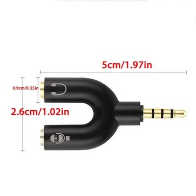3.5mm Stereo Audio Male to 2 Female Headphone/Mic U Splitter Cable Adapter New