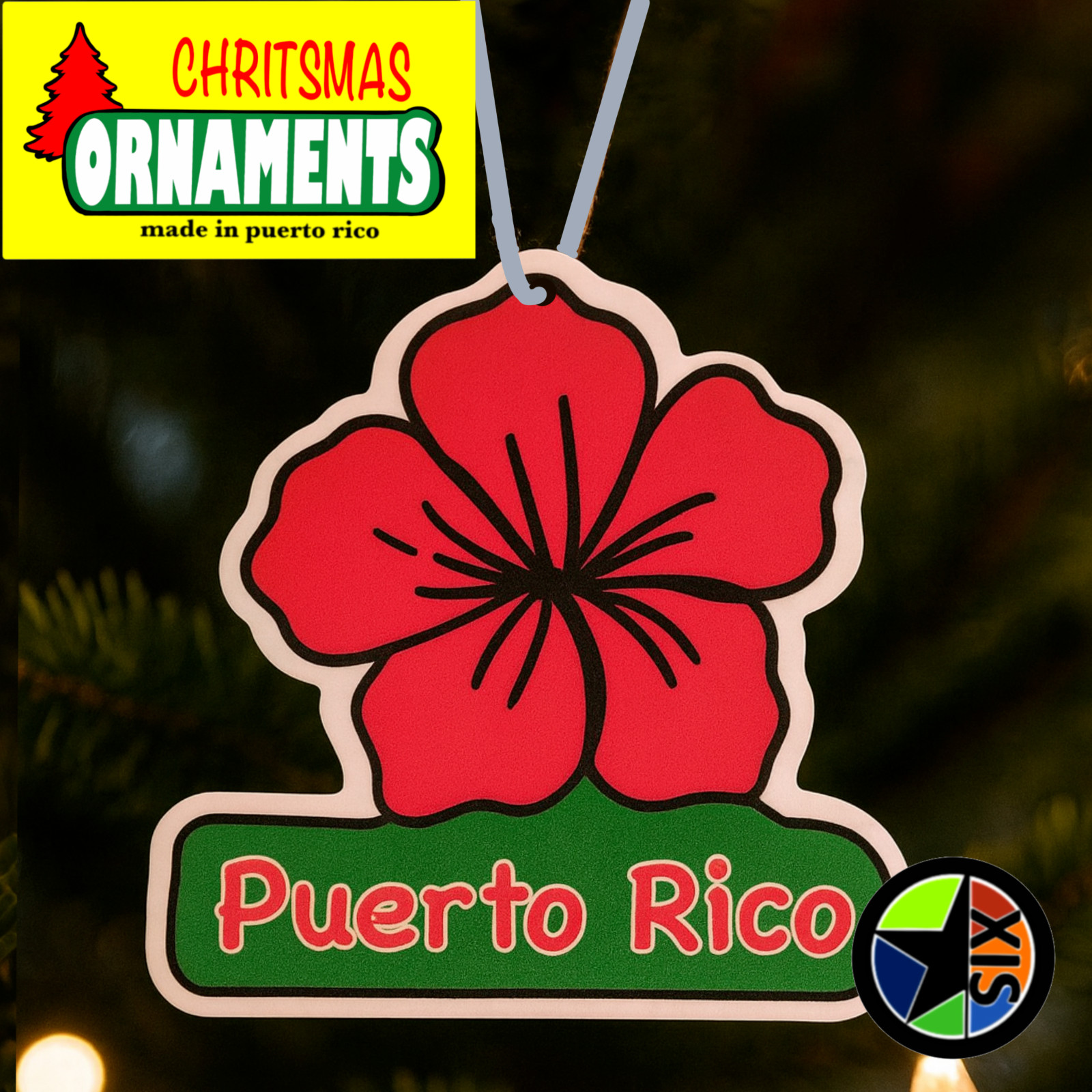 Pack of 12 ( 3 ornaments per pack) Puerto Rico Christmas Ornaments