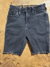 Rock Revival Celinda Black Frayed Cut-Off Denim Shorts Size 28