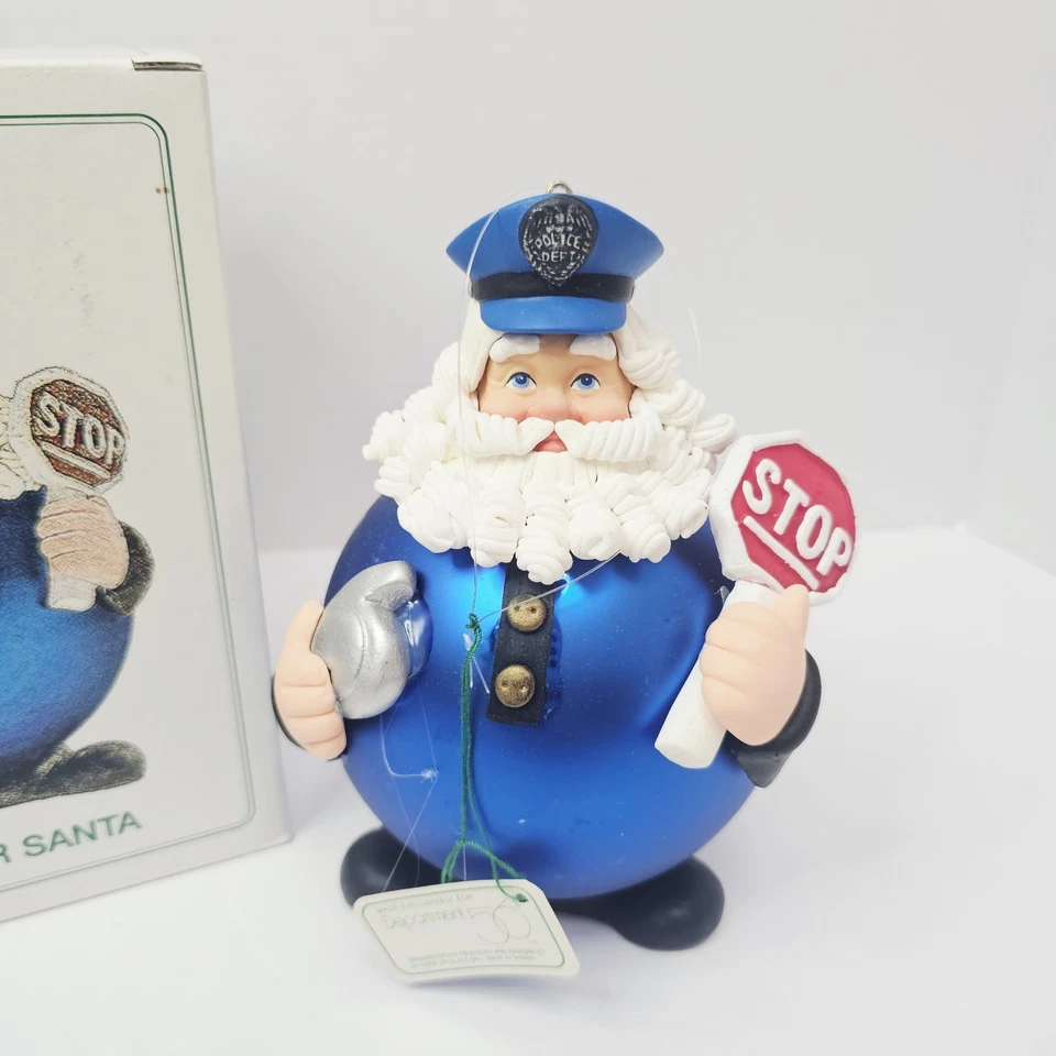 Estatuilla adorno vintage Department 56 policía SANTA Crossing Noel con caja Foto 2 de 4