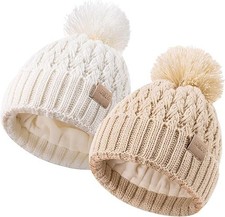 Baby Beanie Hats with 2-Pack,Warm Winter Hats for Boys and Girls,Infant Fleece L