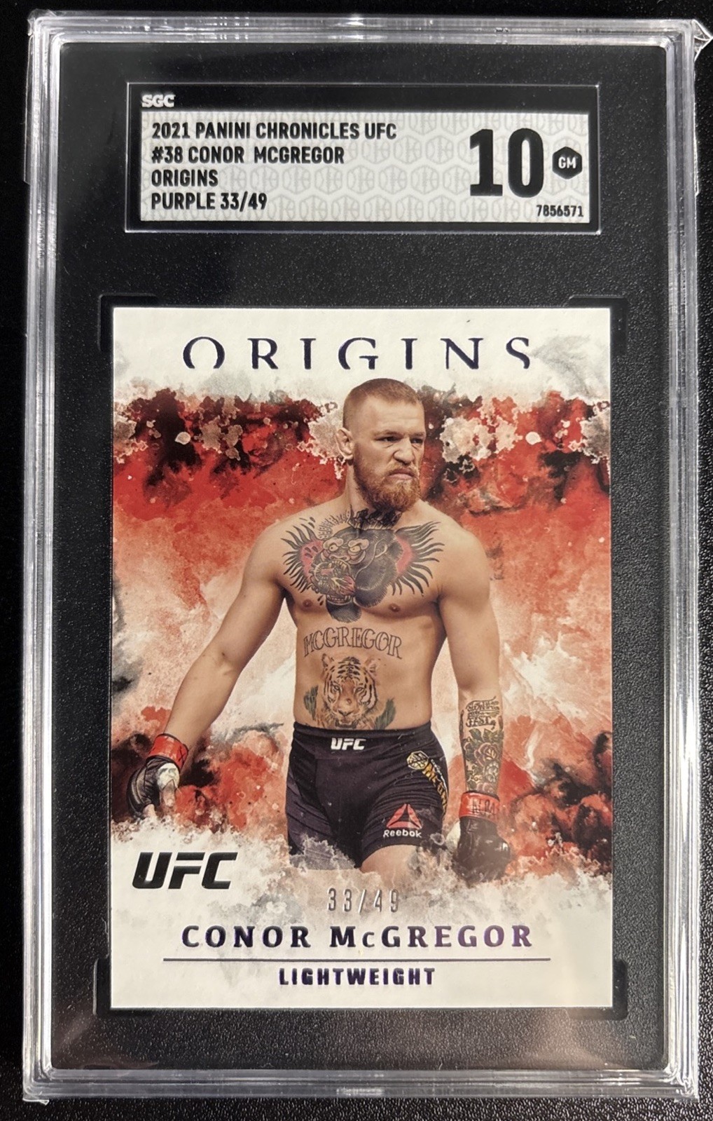 Conor McGregor Origins Purple /49 - 2021 Panini Chronicles UFC #38 SGC 10