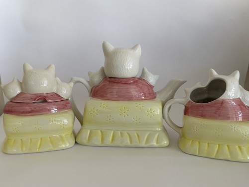 Vintage QVC Teapot Cat Kittens Tea Pot Ceramic Set - Bild 2 von 4