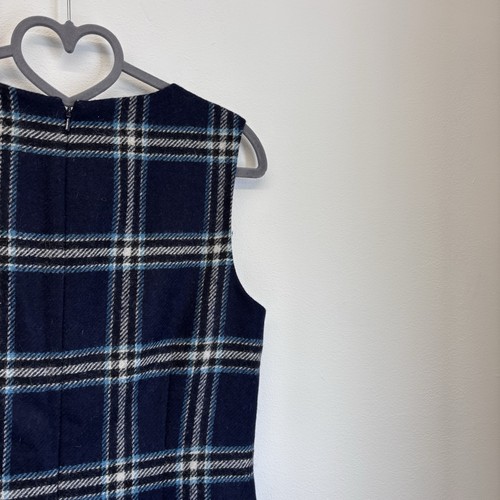 Hobbs Wool Pinafore Dress Size 10 Blue Check Moon Tweed Lined Country Heritage - Picture 8 of 11