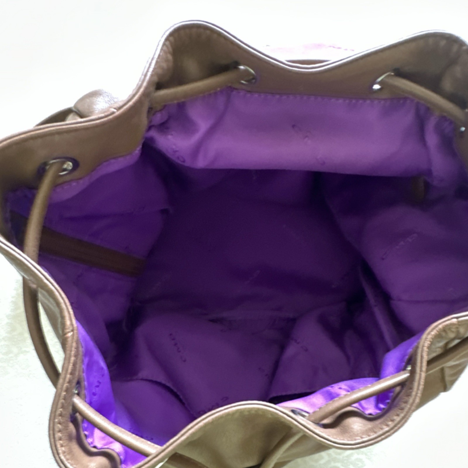 CMD  Brown Leather Backpack Drawstring Flap Purpl… - image 3