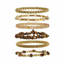 Surfer Heishi Natural Stone Bead Bracelets for Women Bohemian Stackable Gol - 02
