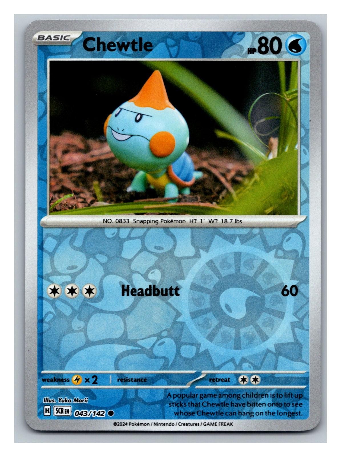 Chewtle 043/142 Common Stellar Crown Pokemon Reverse Holo Near Mint