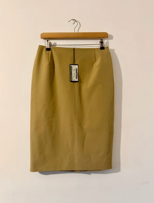 Prada NWT 1990's Dart Detail Techno Stretch Fit Classic Camel Pencil Skirt 42/10