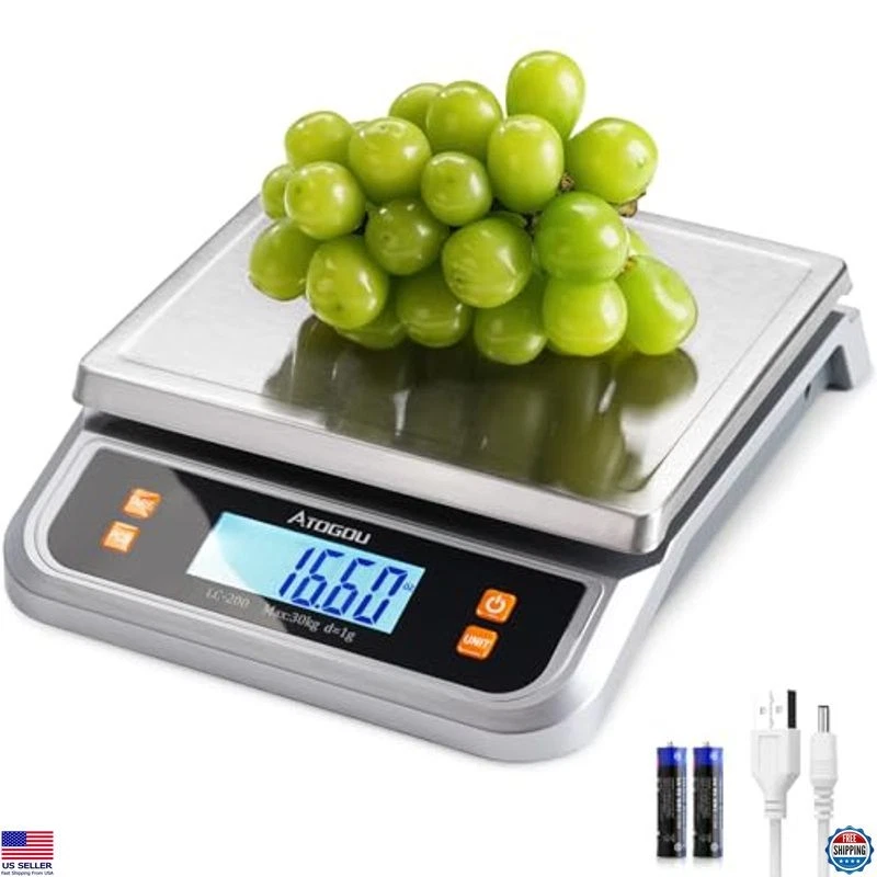66lb Stainless Steel Food Scale - Commercial Kitchen Scale with LCD Display
Opens in a new window or